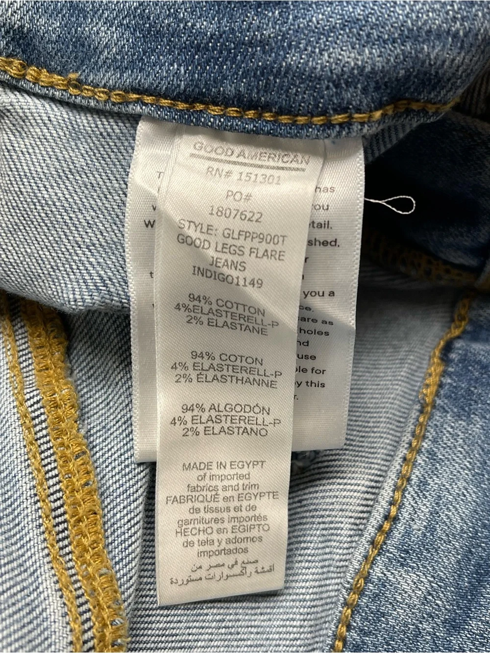 Good American Good Legs Flare Jeans Size 14 Light Wash High Rise